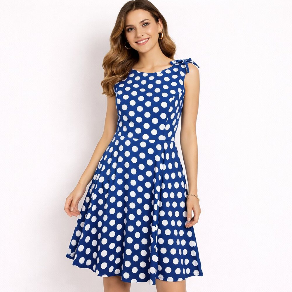 Muadress Dresses Polka Dot white and blue Size Large